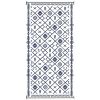 Reversible Outdoor Rug, Waterproof Plastic Straw with Carry Bag, 9' x 18', Blue & White Rhombus