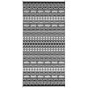 Reversible Outdoor Rug, Waterproof Plastic Straw with Carry Bag, 9' x 18', Black & White Geometric Wall