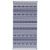 Reversible Outdoor Rug, Waterproof Plastic Straw with Carry Bag, 9' x 18', Blue & White Geometric Wall
