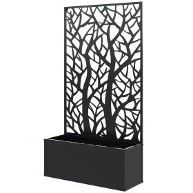 Raised Garden Bed with Trellis, Wall Mounted Flower Bed for Garden Balcony, Patio, 24"L x 9.1"W x 44.5"H