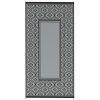 Reversible Outdoor Rug, Waterproof Plastic Straw with Carry Bag, 9' x 18', Black & Gray Gourd Border