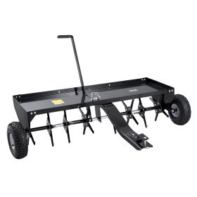 VEVOR Tow Behind Plug Aerator, 48-Inch Tow Behind Lawn Plug Aerator with Universal Hitch, Pull Behind Aerator with Iron Spikes Alternately Arrang