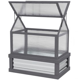 Raised Garden Flower Bed Kit with Greenhouse, Wooden Cold Frame Planter, 35.5" x 22.5" x 38.25", Gray