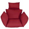 Egg Chair Cushion Hanging Basket Seat Cushion,Thicken Soft Egg Swing Chair Pad,Hanging Egg Chair Cushion with Headrest, Red