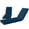 Set of 2 Chaise Lounge Cushion, 4" Thick Outdoor Lounge Chair Cushions with Ties for Patio, 21" x 72Ã¢â‚¬Â¯", Navy Blue