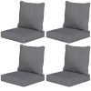 8 Patio Chair Cushions with Seat & Backrest, Fade Resistant Seat Replacement Cushion Set, Gray