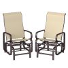 Gliding Lounger Chair Set of 2, Single Rockers with Lightweight Metal & Mesh Construction, Khaki