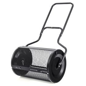 24-Inch Metal Mesh Compost Spreader with 2.7 Cu.ft Large Capacity, Heavy-Duty Rustproof Lawn Spreader for Peat Moss/Topsoil/Sand