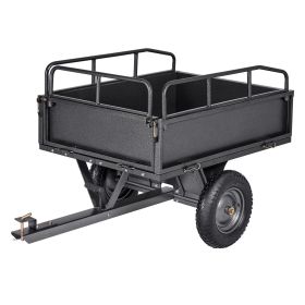 VEVOR Garden Utility Trailer, 10 Cu. Ft & 500lbs Capacity, ATV UTV Hauling Trailer, Tow Behind Steel Dump Cart with 14" Tires, Hand Pull or Foot