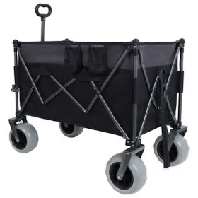 9" x 4" All-Terrain Balloon Wheels! 300L XL Heavy-Duty Folding Wagon Cart - 480lbs Capacity, Conquers Sand & Rough Terrain, w/Brakes, Pockets