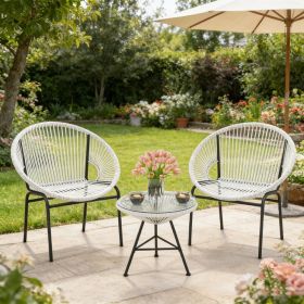 3 Pieces Patio Acapulco Furniture Bistro Set with Glass Table Up To 66 Lbs for Being Used in Patio, Yard, Garden, Poolside, Etc
