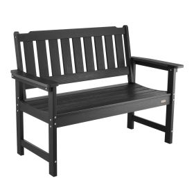 VEVOR Outdoor Bench, 50.5 inch, 800 lbs Weight Capacity for 2-3 Persons, Weatherproof Plastic Frame with Backrest and Wide Armrests