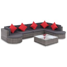 Sofa Set Grey, dark grey, red