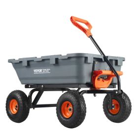 VEVOR Garden Cart, Durable Poly Dump Cart with Simple Assembly Steel Structure, Versatile Dump Wagon with Dual-Function Handle