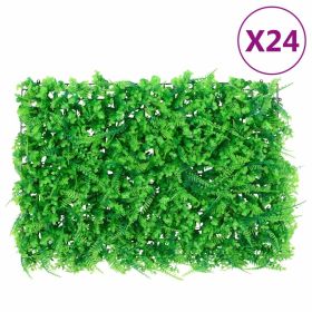 Artificial Fern Leaf Fence Set of 24 Green Polyethylene (PE) L