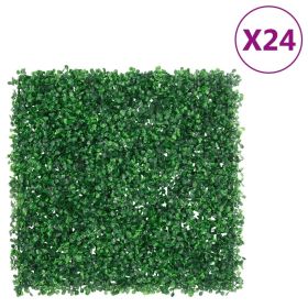 Artificial Shrub Leaf Fence Set of 24 Green Polyethylene Medium