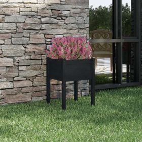 Planter Black Solid pinewood Medium Durable Planter Square