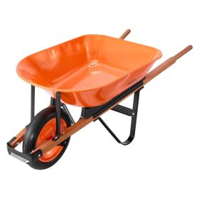 VEVOR Wheelbarrow Cart, 5 Cu. Ft. Load & 330 lbs Capacity, One Wheel Garden Dump Cart, Garden Wagon with Metal Handle & 16" Wide Track Wheels