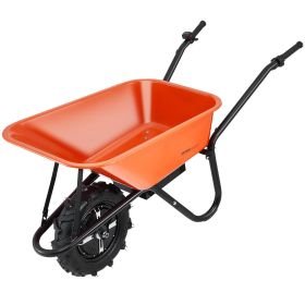 VEVOR Electric Wheelbarrow Cart, 500W Powered Utility Garden Wagon Dump Cart, 5 Cu. Ft. Load & 330 lbs Capacity with Metal Handle & 16" Track Whe