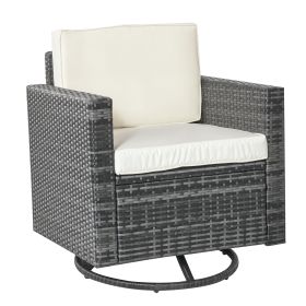 Outdoor Swivel Rocker, PE Wicker Dining Chair, 360 Degree Swivel Patio Glider with Cushions for Backyard, Lawn, Garden, Deck, Porch, Steel Frame