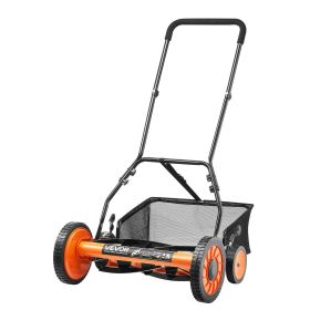VEVOR Push Reel Lawn Mower 18 inch, 5 Blades Manual Push Mower No Motor, 1.37-2.44 in Adjustable Cutting Height