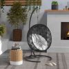 Hanging Hammock Chair Stand Round Base 40.2 x 76.8 Black Sturdy Outdoor Relaxation