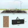 Reversible Outdoor Rug, Waterproof Plastic Straw with Carry Bag, 9' x 18', Black & Brown Rhombus