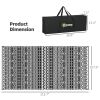 Reversible Outdoor Rug, Waterproof Plastic Straw with Carry Bag, 9' x 18', Black & White Geometric Wall
