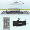 Reversible Outdoor Rug, Waterproof Plastic Straw with Carry Bag, 9' x 18', Black & White Rhombus Border