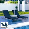 Set of 2 Chaise Lounge Cushion, 4" Thick Outdoor Lounge Chair Cushions with Ties for Patio, 21" x 72Ã¢â‚¬Â¯", Navy Blue