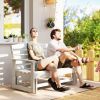 Patio Glider Bench w/ HDPE Slatted Double Rocking Chair, Distressed White