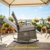 Grey rattan rocking chair with footrest outdoor rocking chair