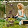 37.8 inch Bird Bath and Solar Bird Feeders Combo with Flower Planter Pedestal, Weather Resistant Metal Bird baths for Outdoors