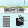 Reversible Outdoor Rug, Waterproof Plastic Straw with Carry Bag, 6' x 9', Black & White Geometric Wall
