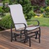 Gliding Lounger Chair, Outdoor Swinging Chair with Smooth Rocking Arms and Lightweight Construction for Patio Backyard, Cream White