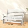 Patio Glider Bench w/ HDPE Slatted Double Rocking Chair, Distressed White