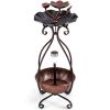 Copper Solar Bird Bath Feeder Combo with Flower Planter Pedestal and Solar Lights