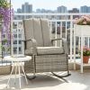 Grey rattan rocking chair with footrest outdoor rocking chair