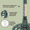 Weather-Resistant Antique Bird Bath with Stakes (Patina Green)
