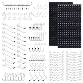 108-Piece Black Wall Management Kit, Including Pegboard And Hooks In Multiple Sizes, Ideal For Organizing Garages, Workshops, And Storage Rooms (Option: 108pcs)