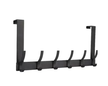 Door Hooks, Door Towel Rack, With 12 Hooks For Hanging Clothes, Coats, Towels, And Hats, 1 Piece, Black. (Option: Black)